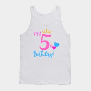 5th Birthday Girl Shirt - Fifth Birthday Cut Princess Tank Top